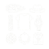 DALL E 2024 10 02 14.45.12 A minimalistic white line drawing of body accessories including items like belts jewelry and hats with a transparent background. The design shoul removebg preview
